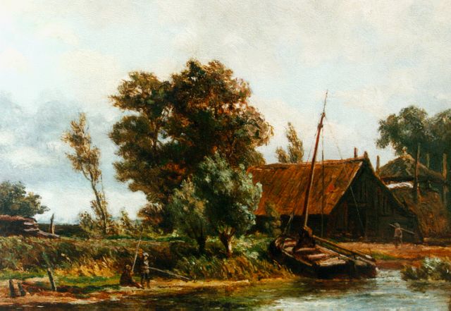 Jan Willem van Borselen | De rivieroever, olieverf op paneel, 14,9 x 19,3 cm, gesigneerd verso