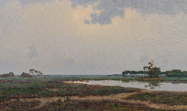 Knikker sr. J.S.  | Ven in weids Hollands landschap, olieverf op doek 60,4 x 100,2 cm, gesigneerd r.o.