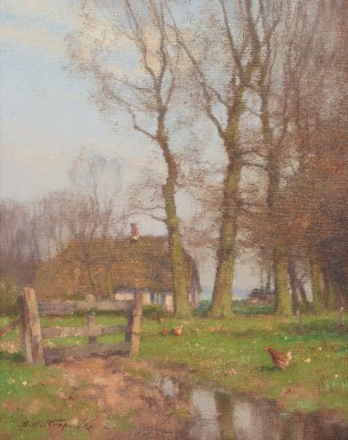Holtrup J.  | Kippen voor een boerderij, olieverf op doek 30,0 x 23,0 cm, gesigneerd l.o.