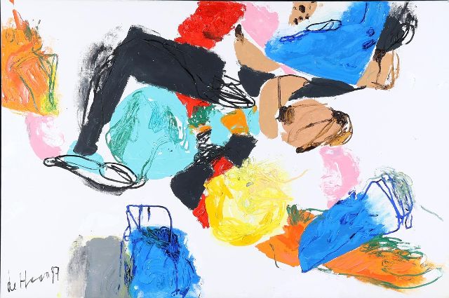 Jurjen de Haan | Panta Rhei 9, olieverf op doek, 100,0 x 150,0 cm, gesigneerd l.o. en gedateerd '97