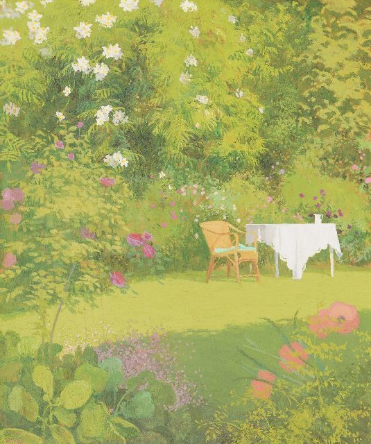 Ray K.  | Zomer in de tuin, olieverf op board 61,0 x 52,0 cm, gesigneerd l.o.