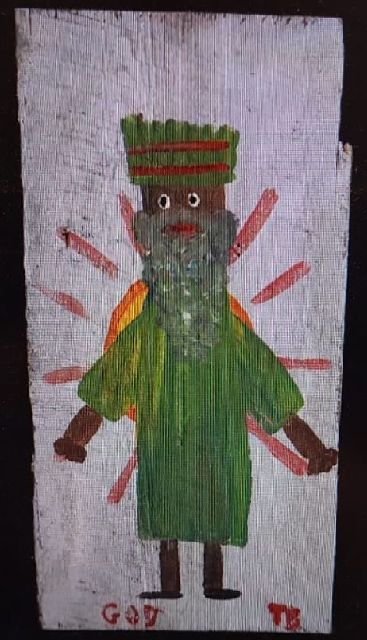 Tim Brown | God, olieverf op paneel, 40,0 x 22,0 cm, gesigneerd r.o. en jaren 70