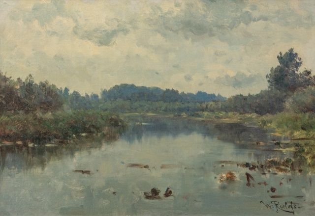 Willem Roelofs | Het Gein, olieverf op doek, 30,0 x 44,0 cm, gesigneerd r.o.