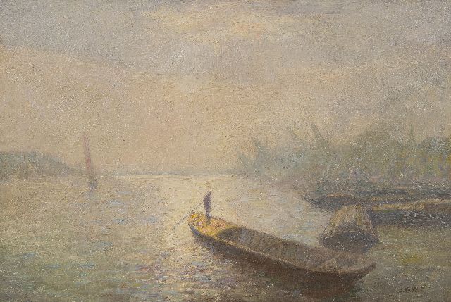 Ko Cossaar | Riviertocht, olieverf op doek, 42,7 x 62,0 cm, gesigneerd r.o. en zonder lijst