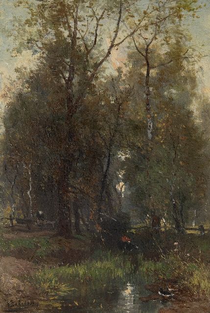 Bilders J.W.  | Bosvennetje, olieverf op paneel 33,7 x 23,0 cm, gesigneerd l.o.
