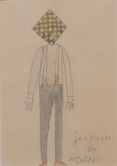 Klaas Gubbels | Portret van schaakgrootmeester Jan Hein Donner, potlood en aquarel op papier, 13,0 x 9,0 cm, gesigneerd r.o. en gedateerd '84