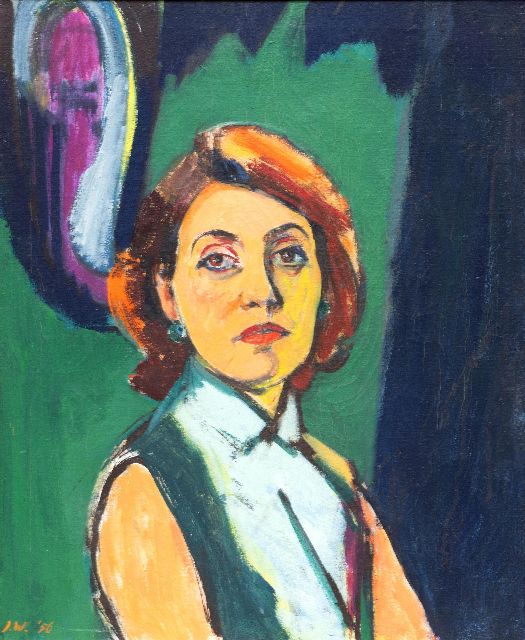 Jan Wiegers | Portret van een vrouw, olieverf op doek, 72,0 x 60,0 cm, gesigneerd l.o. en gedateerd '56