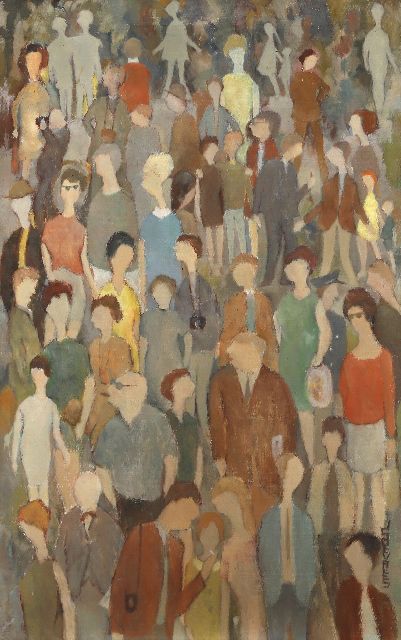 Jannes de Vries | Excursie, olieverf op doek, 65,0 x 40,0 cm, gesigneerd r.o.