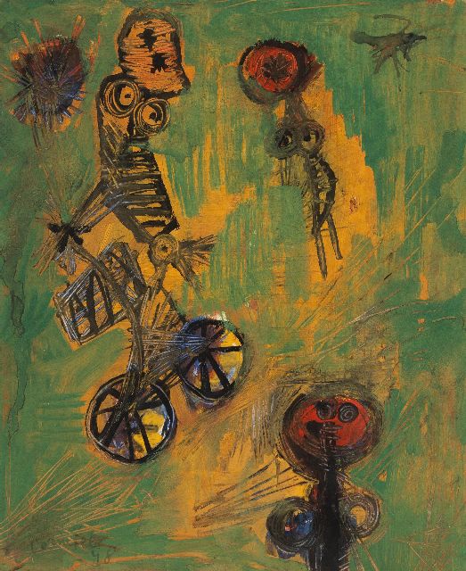 Corneille | Fietsers, inkt, aquarel en gouache op papier, 31,0 x 25,0 cm, gesigneerd l.o. en gedateerd '48