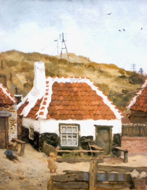 Willem Bastiaan Tholen | Vissershuisje achter de duinen, olieverf op paneel, 31,8 x 24,2 cm, gesigneerd r.o.
