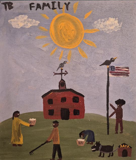 Tim Brown | Family, olieverf op paneel, 45,3 x 38,6 cm, gesigneerd l.b. met initialen