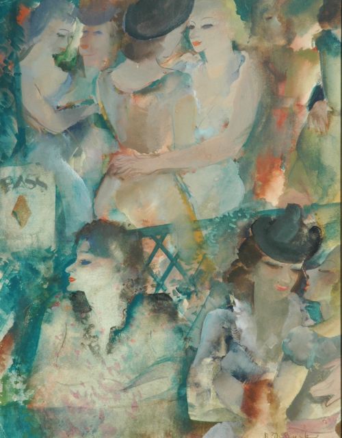 Raphaël de Buck | Café-dansant, aquarel op papier, 31,0 x 24,5 cm, gesigneerd r.o.