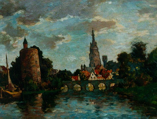 Charles Dankmeijer | Stad aan het water, olieverf op doek, 60,4 x 80,5 cm, gesigneerd r.o. en gedateerd 1910
