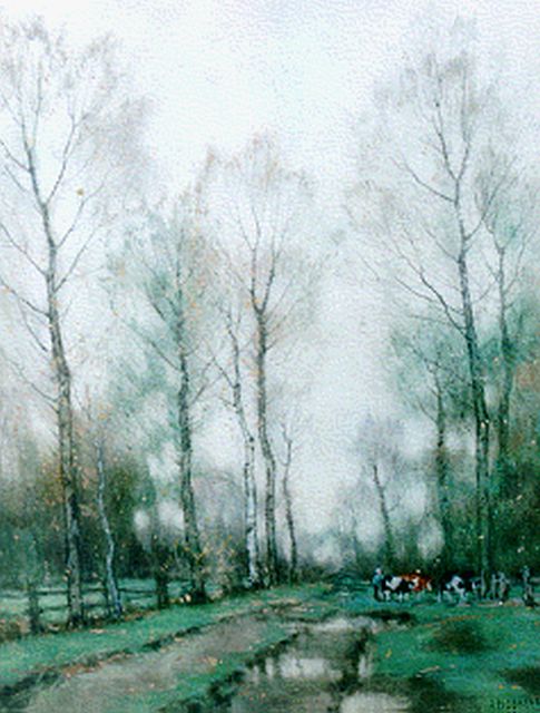 Arnold Marc Gorter | Twents landschap, aquarel op papier, 55,0 x 42,0 cm, gesigneerd r.o.