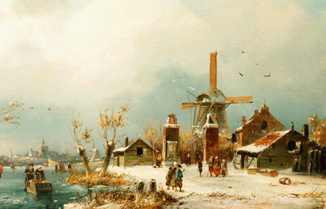 Adrianus David Hilleveld | Winters ijsvermaak, olieverf op paneel, 17,8 x 28,8 cm, gesigneerd l.o. en gedateerd 1861