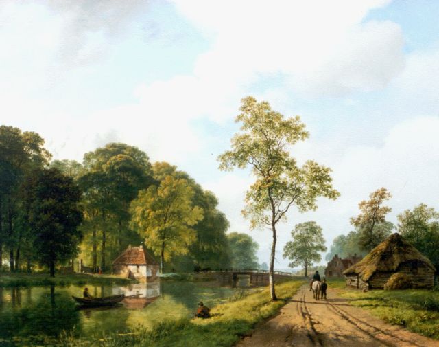 Barend Cornelis Koekkoek | Zomers riviergezicht in de provincie Utrecht, olieverf op doek, 44,6 x 55,0 cm, gesigneerd r.o. en gedateerd 1839