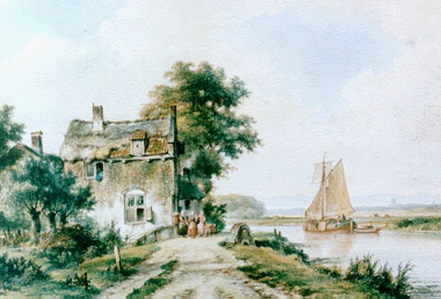 Lodewijk Johannes Kleijn | Zomers riviergezicht, aquarel op papier, 35,3 x 51,7 cm, gesigneerd l.o.