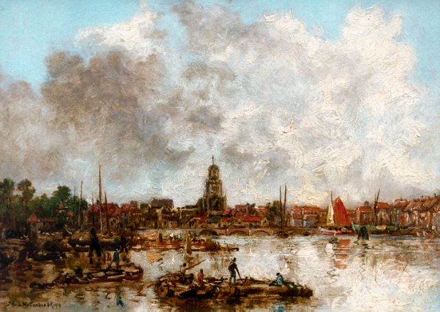 Johan Hendrik van Mastenbroek | Havengezicht in Rotterdam, olieverf op doek, 22,8 x 31,5 cm, gesigneerd l.o.