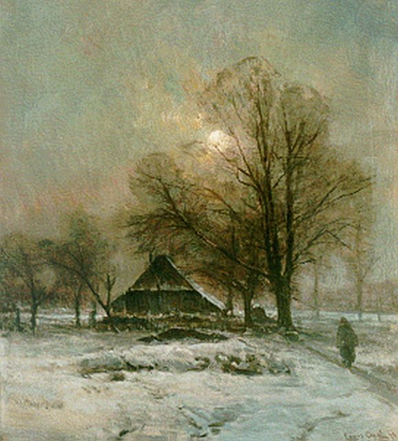 Louis Apol | Boerderij in een besneeuwd landschap, olieverf op doek, 51,2 x 46,2 cm, gesigneerd r.o.