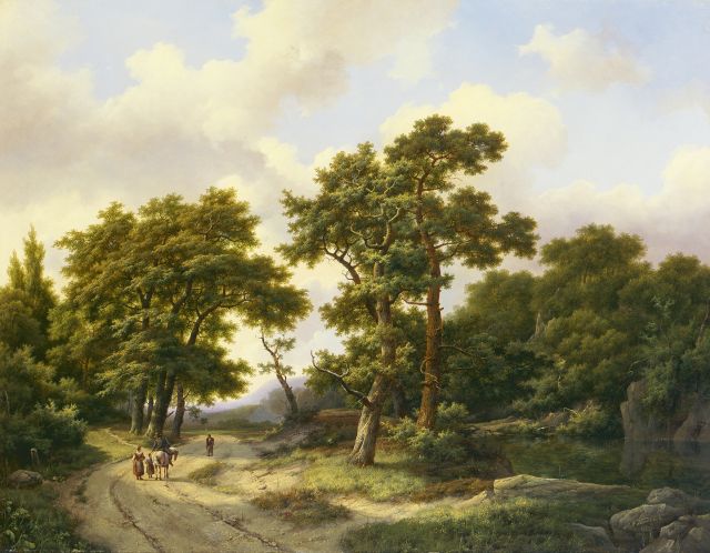 Marinus Adrianus Koekkoek I | Wandelaars op een bospad, olieverf op doek, 61,2 x 79,0 cm, gesigneerd r.o. en gedateerd 1861