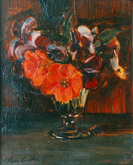 Floris Verster | Bloemen in glas, olieverf op paneel, 22,0 x 18,0 cm, gesigneerd l.o. en gedateerd '05