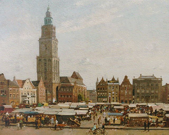 Cornelis Vreedenburgh | Marktdag te Groningen, olieverf op doek, 49,5 x 73,5 cm, gesigneerd r.o. en gedateerd 1936