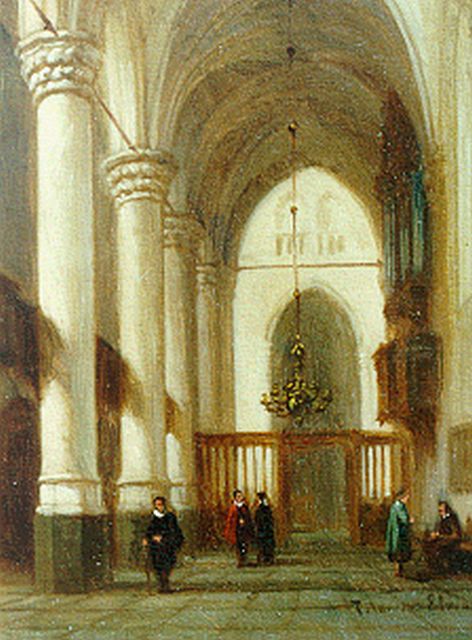 Pierre Tetar van Elven | Kerkinterieur, olieverf op paneel, 19,5 x 15,0 cm, gesigneerd r.o.