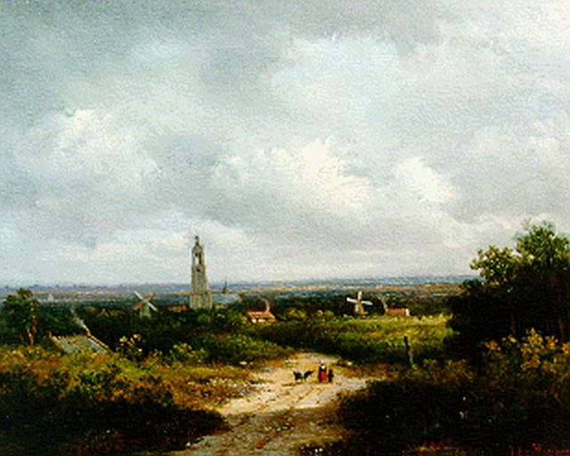 Johannes Pieter van Wisselingh | Panoramisch zomerlandschap, olieverf op paneel, 22,0 x 27,7 cm, gesigneerd r.o.