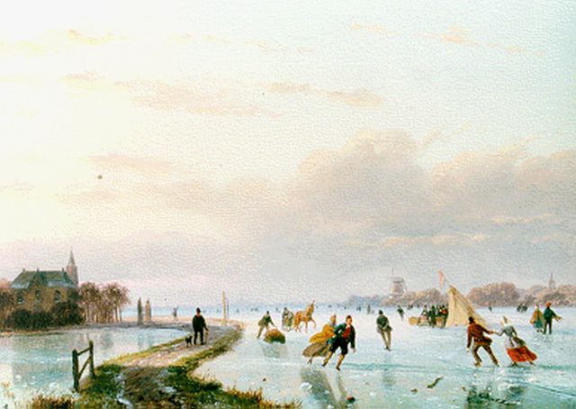 Nicolaas Roosenboom | Winterlandschap, olieverf op paneel, 24,3 x 34,1 cm, gesigneerd l.v.h.m