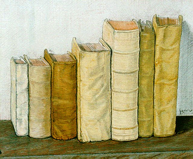 Jo Lodeizen | Stilleven met boeken, 40,2 x 49,2 cm, gesigneerd r.o.