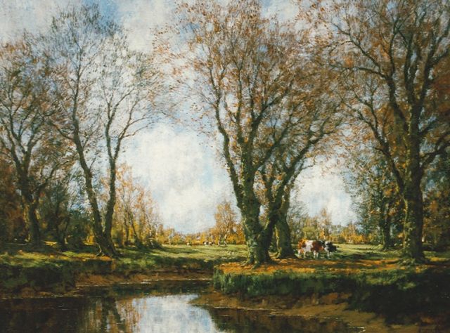 Arnold Marc Gorter | Herfst langs de Vordense beek:'Sunlight and shadow', olieverf op doek, 75,5 x 100,0 cm, gesigneerd r.o.