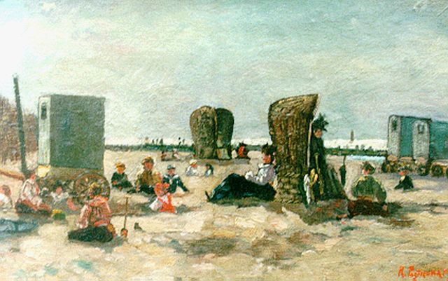 Rudolf Willem Meintz Posthuma | Strandvermaak, olieverf op doek op paneel, 24,5 x 38,5 cm, gesigneerd r.o. en gedateerd '09
