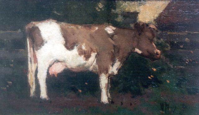 Anton Mauve | Koe, olieverf op doek op paneel, 16,0 x 27,5 cm