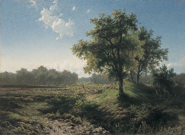 Paul Joseph Constantin Gabriel | Veluws landschap, olieverf op paneel, 28,4 x 39,0 cm, gesigneerd r.o. en te dateren ca. 1850