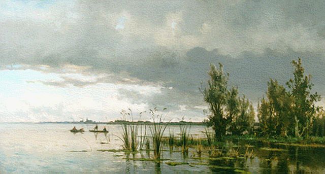 Edmund de Schampheleer | Tussen Middelburg en Rotterdam, olieverf op doek, 54,2 x 100,2 cm, gesigneerd r.o. en gedateerd 1877