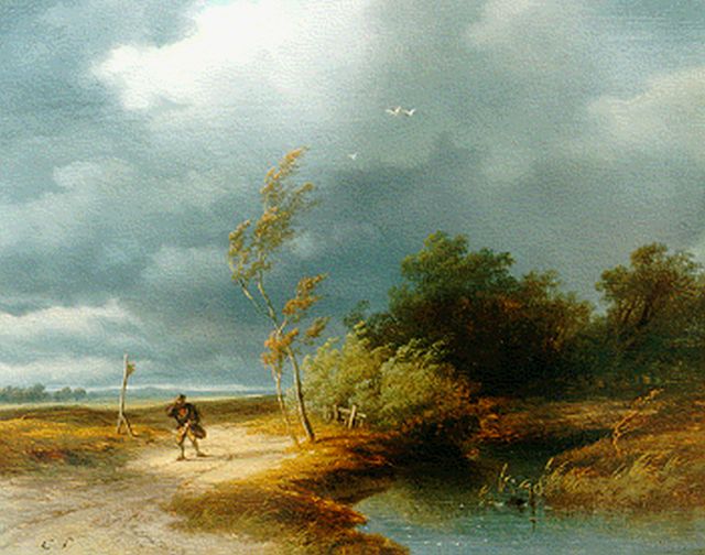 Cornelis Lieste | Opstekende storm, olieverf op paneel, 26,2 x 33,3 cm, gesigneerd l.o. initialen