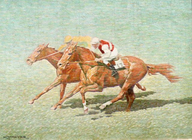 Koenraad Franciscus Meijer | Paardenrace, olieverf op doek, 30,0 x 40,0 cm, gesigneerd l.o.