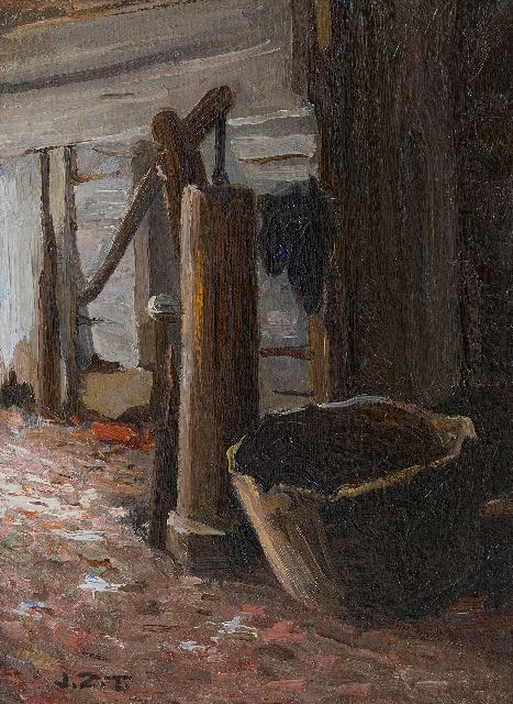 Jan Zoetelief Tromp | Waterpomp, olieverf op doek op karton, 31,0 x 23,1 cm, gesigneerd l.o. ini