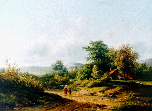 Hendrik Dirk Kruseman van Elten | Wandelaars op een landweg, olieverf op paneel, 25,2 x 33,3 cm, gesigneerd r.o. mon