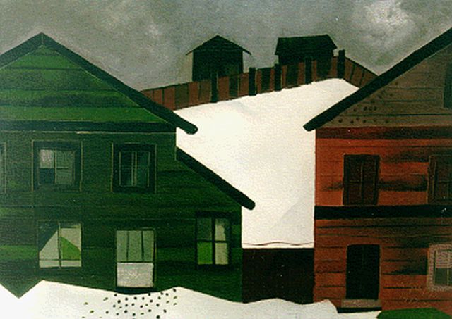 Charles Gaupp | Huizen in de sneeuw, olieverf op doek, 50,0 x 70,2 cm, gesigneerd r.o. en gedateerd 19/12/39