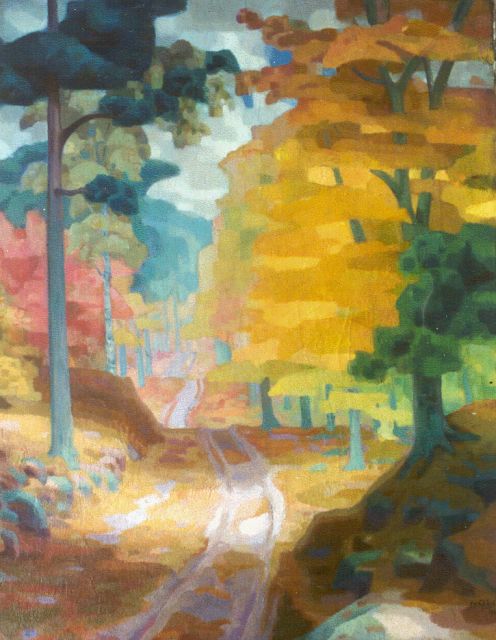 Jan Fekkes | Boslaantje, olieverf op doek, 120,3 x 94,8 cm, gesigneerd r.o. en gedateerd 1920