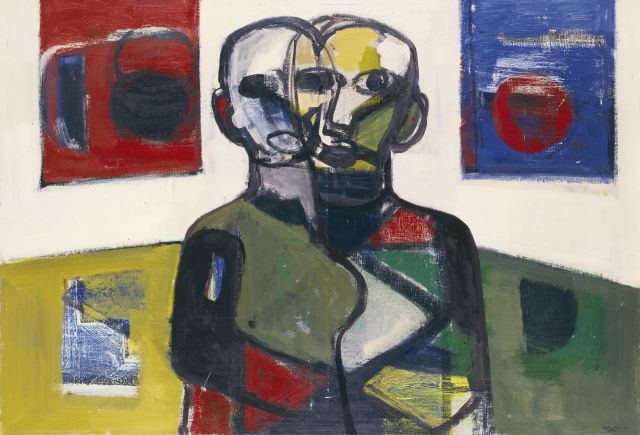 Jan Kagie | Twee figuren, olieverf op doek, 101,7 x 144,9 cm, gesigneerd r.o. en gedateerd 1964