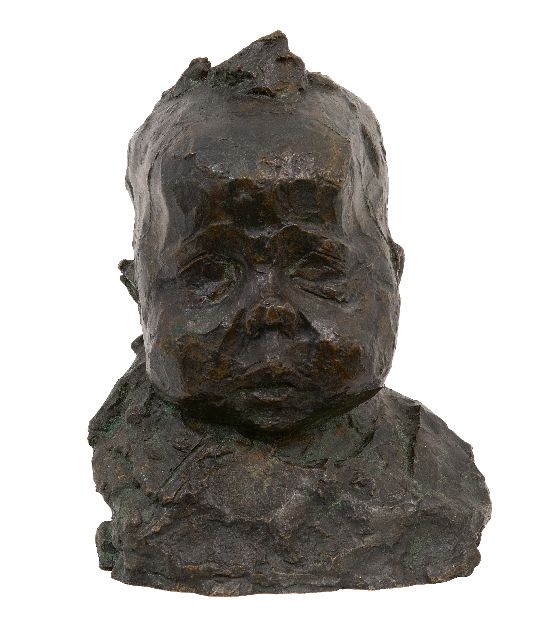 Zijl L.  | Babykopje (Nita Zijl), brons 21,0 cm, gesigneerd op achterzijde met initialen en gedateerd juni '93
