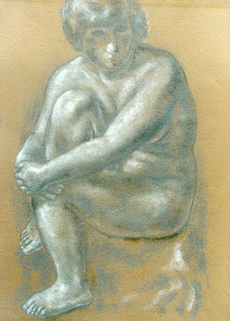 Leo Gestel | Zittend naakt, pastel op papier, 61,5 x 46,5 cm, gesigneerd r.o. en gedateerd '31