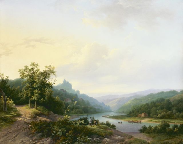Marinus Adrianus Koekkoek I | Duits rivierlandschap, olieverf op doek, 48,8 x 61,4 cm, gesigneerd l.o. en gedateerd 1842