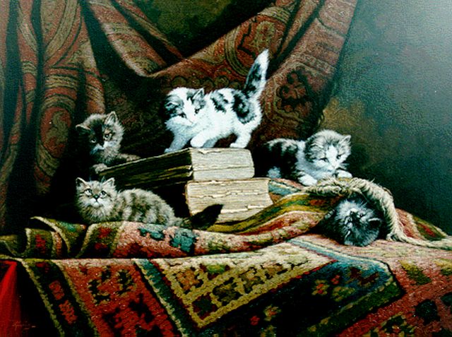 Cornelis Raaphorst | Vijf jonge katjes, olieverf op doek, 59,5 x 79,6 cm, gesigneerd l.o.