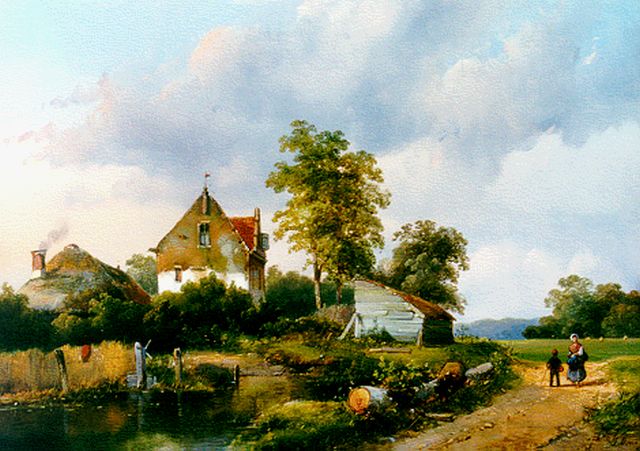 Antonie Franciscus Dona | Zomers landschap met boerenhoeve, olieverf op paneel, 25,6 x 36,6 cm, gesigneerd r.o. en gedateerd '50