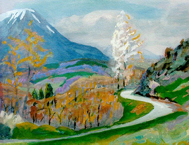 Jan Altink | Berglandschap, gouache op papier, 48,5 x 63,7 cm