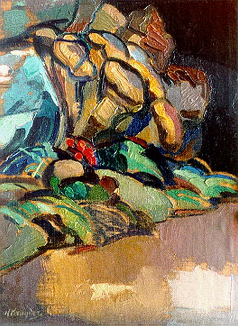 Herman Kruyder | Paddestoelen, olieverf op doek op schildersboard, 34,3 x 25,4 cm, gesigneerd l.o.