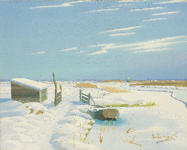 Dirk Smorenberg | Winter bij Loosdrecht, olieverf op doek, 40,6 x 50,3 cm, gesigneerd r.o.